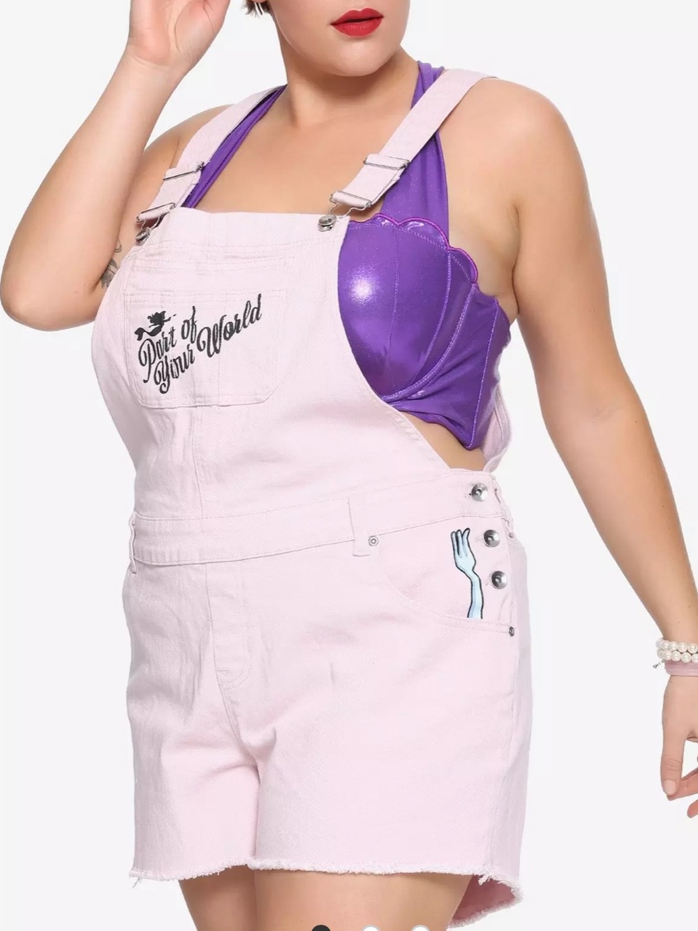 Hot Topic Disney The Little Mermaid Ariel Pink Shortalls Overalls Shorts Plus 3X